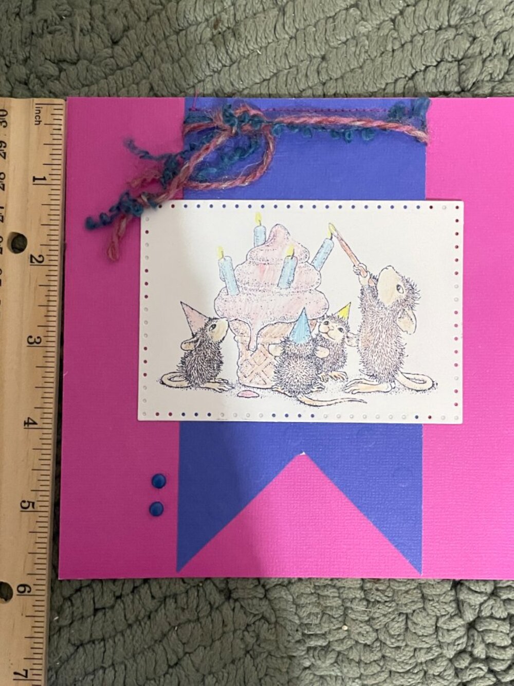 Handcrafted Birthday Card 6" x 6" with envelope. Mouse BUNDLE ONLY - Picture 3 of 3
